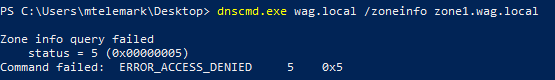 dnscmd.exe connection error