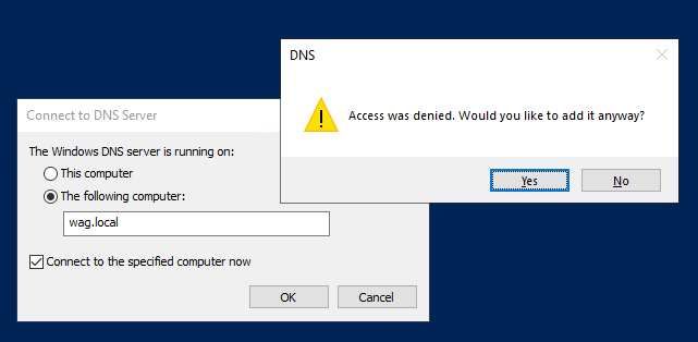 dnsmgmt.msc connection error